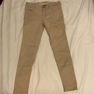 khaki colored american eagle jeggings